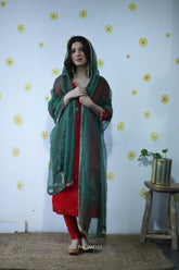 Kinari Green Organza Silk Dupatta